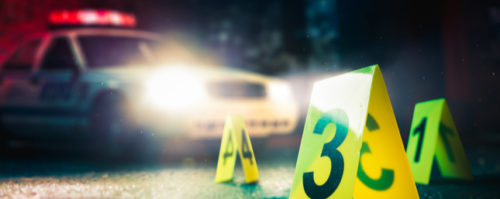 Pompano Beach FL police car parked next to a crime scene