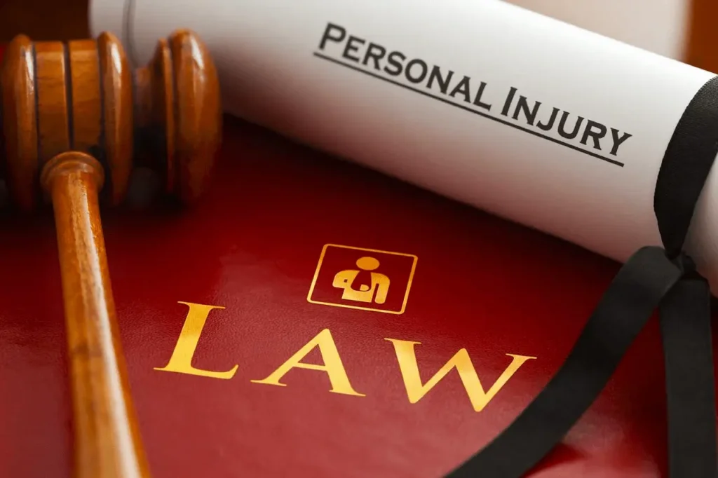personal injury law paper and gavel
