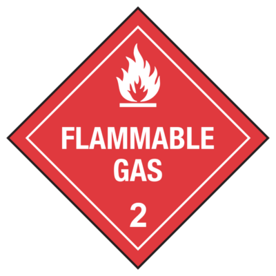 Red diamond-shaped hazmat sign.